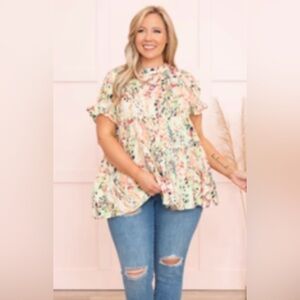 Chic Soul - Floral Ruffle Blouse